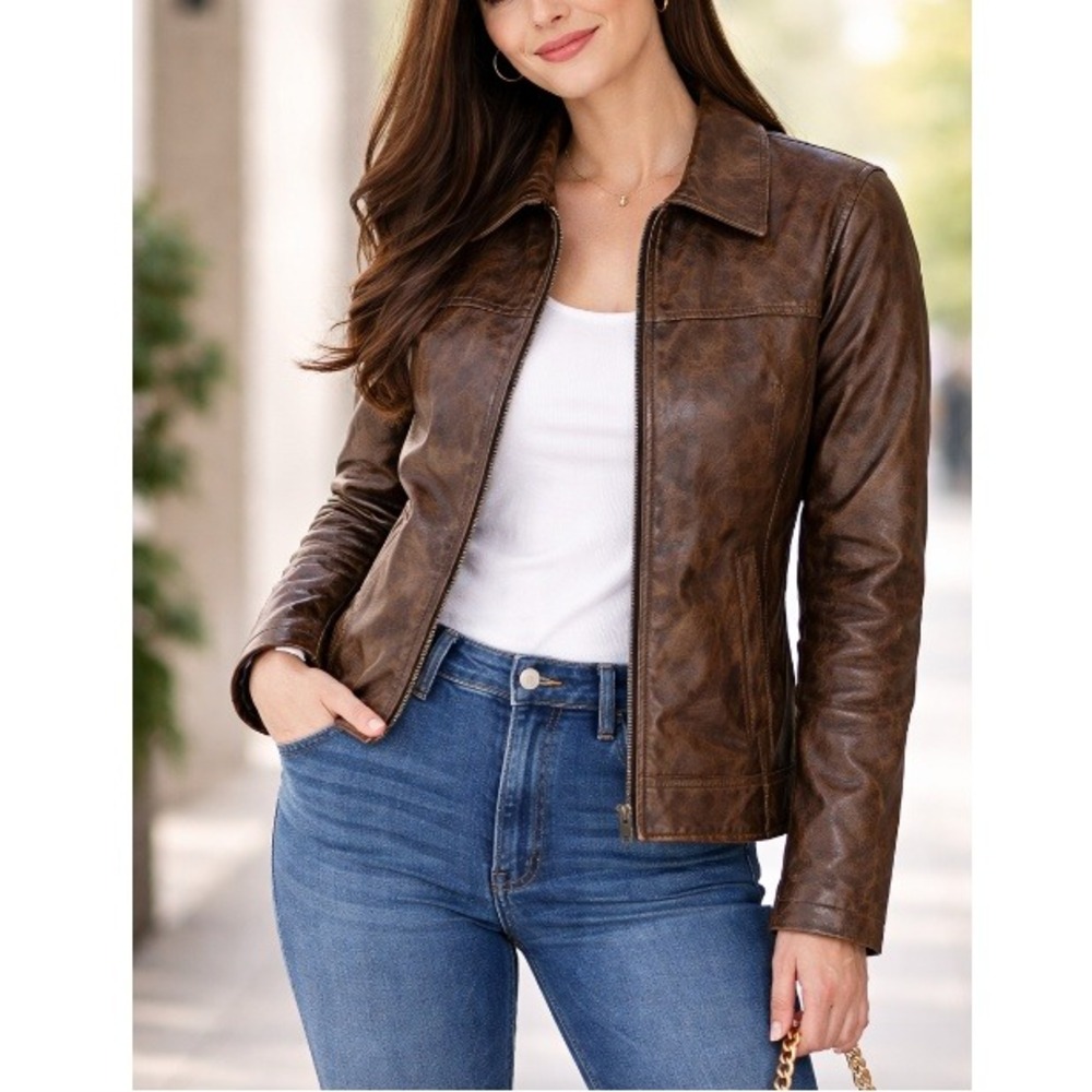 Urban Outfitters Women's Brown BDG Sasha Faux Leather Car Jacket Size XL NWT